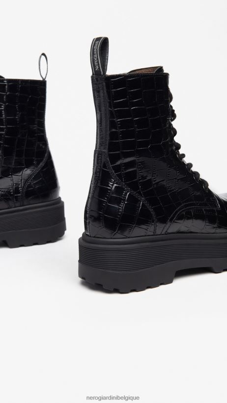 chaussure être NeroGiardini femmes art. i309191d bottes de combat en cuir noir F2F08N137