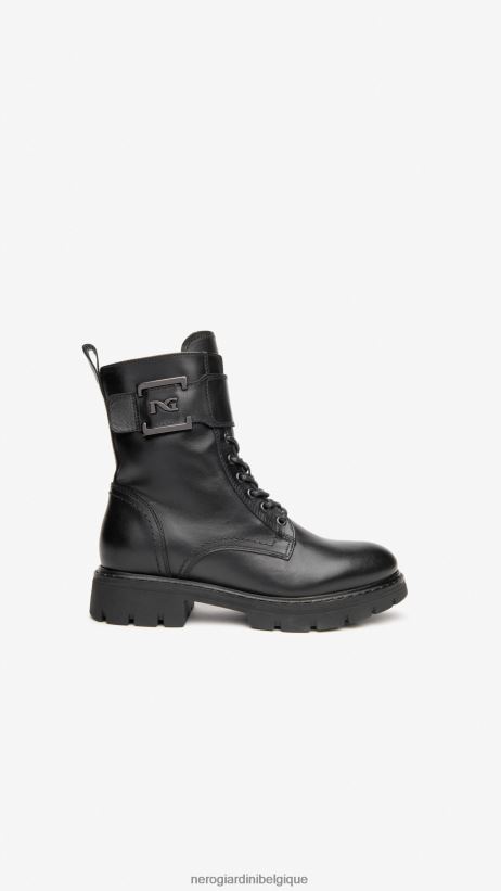 chaussure être NeroGiardini femmes art. i117652d bottes de combat en cuir noir F2F08N108