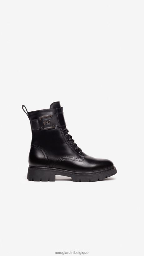 chaussure être NeroGiardini femmes art. i117654d bottes de combat en cuir noir F2F08N128
