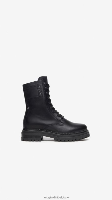 chaussure être NeroGiardini femmes art. i308953d bottes militaires en cuir noir F2F08N107
