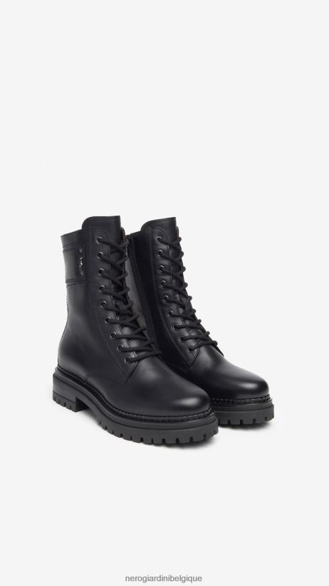 chaussure être NeroGiardini femmes art. i308953d bottes militaires en cuir noir F2F08N107