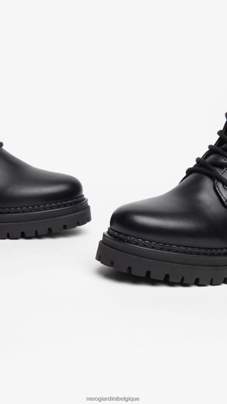 chaussure être NeroGiardini femmes art. i308953d bottes militaires en cuir noir F2F08N107