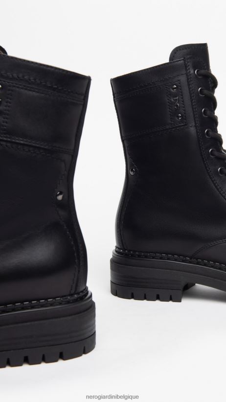 chaussure être NeroGiardini femmes art. i308953d bottes militaires en cuir noir F2F08N107