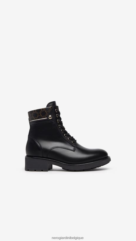 chaussure être NeroGiardini femmes art. bottes militaires en cuir i309001d noir F2F08N123