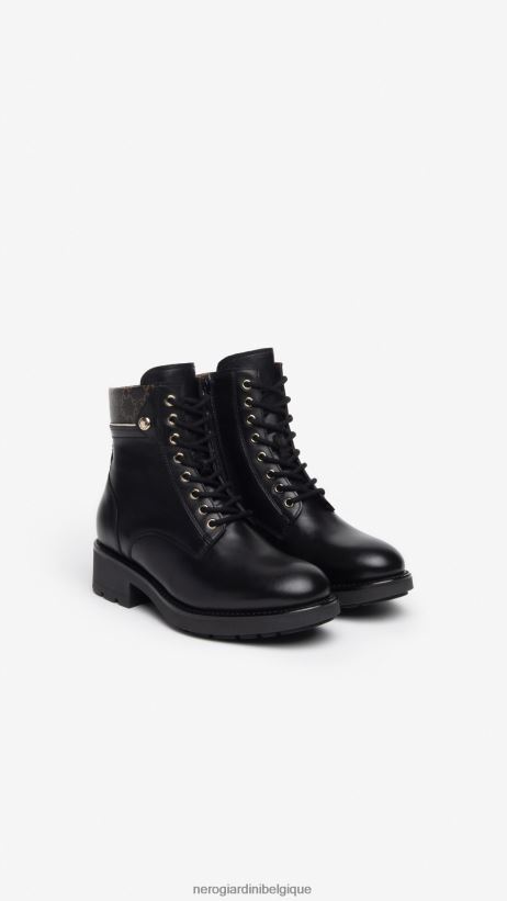 chaussure être NeroGiardini femmes art. bottes militaires en cuir i309001d noir F2F08N123