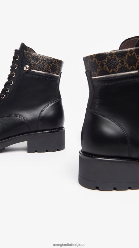 chaussure être NeroGiardini femmes art. bottes militaires en cuir i309001d noir F2F08N123