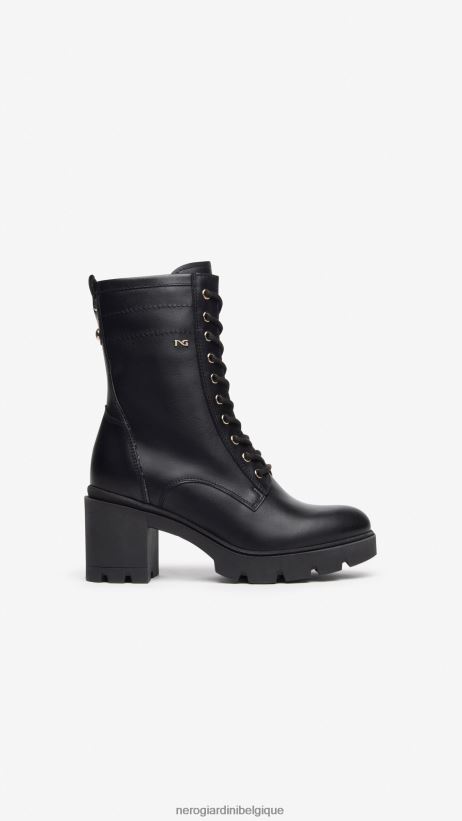 chaussure être NeroGiardini femmes art. bottes militaires en cuir i309016d noir F2F08N130