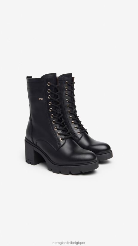 chaussure être NeroGiardini femmes art. bottes militaires en cuir i309016d noir F2F08N130