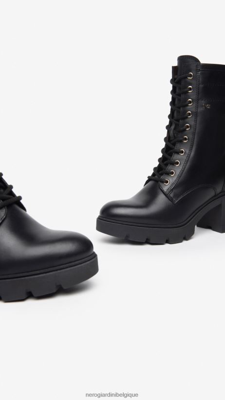 chaussure être NeroGiardini femmes art. bottes militaires en cuir i309016d noir F2F08N130