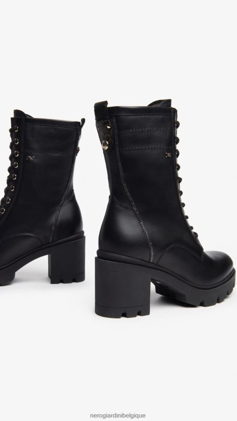 chaussure être NeroGiardini femmes art. bottes militaires en cuir i309016d noir F2F08N130