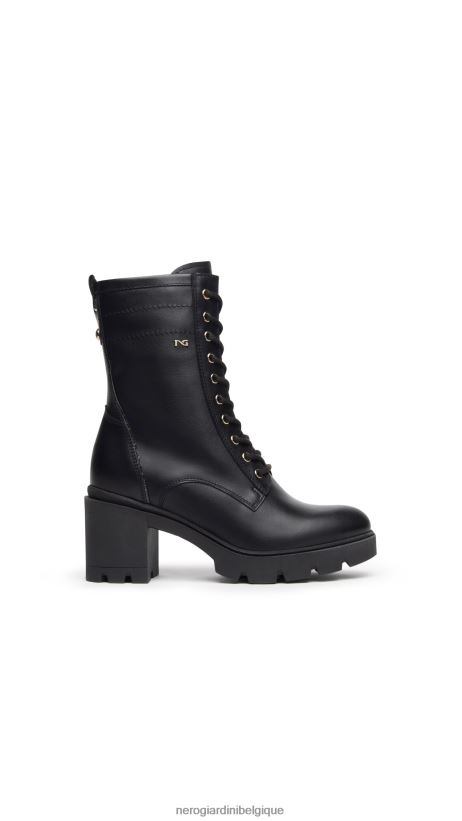 chaussure être NeroGiardini femmes art. bottes militaires en cuir i309016d noir F2F08N130