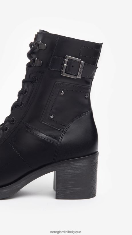 chaussure être NeroGiardini femmes art. bottes militaires en cuir i309080d noir F2F08N124