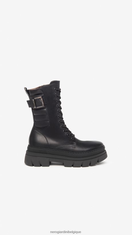 chaussure être NeroGiardini femmes art. bottes militaires en cuir i309101d noir F2F08N118