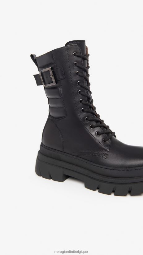 chaussure être NeroGiardini femmes art. bottes militaires en cuir i309101d noir F2F08N118