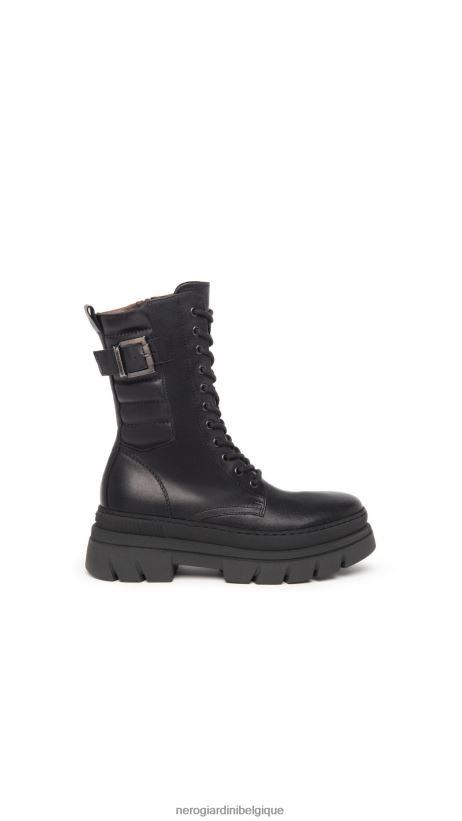 chaussure être NeroGiardini femmes art. bottes militaires en cuir i309101d noir F2F08N118