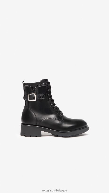 chaussure être NeroGiardini femmes art. i205801d bottes militaires en cuir noir F2F08N114