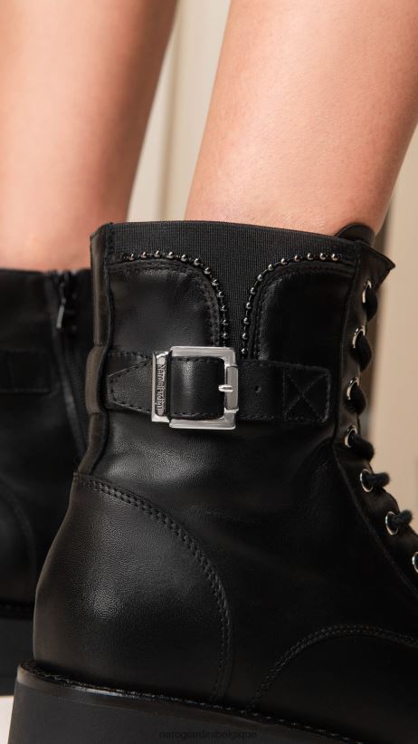 chaussure être NeroGiardini femmes art. i205801d bottes militaires en cuir noir F2F08N114