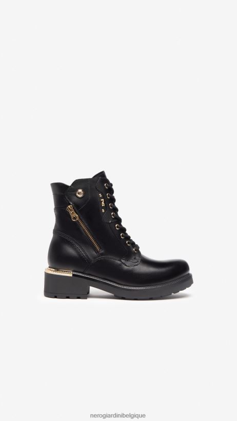 chaussure être NeroGiardini femmes art. i205846d bottes de combat en cuir noir F2F08N111