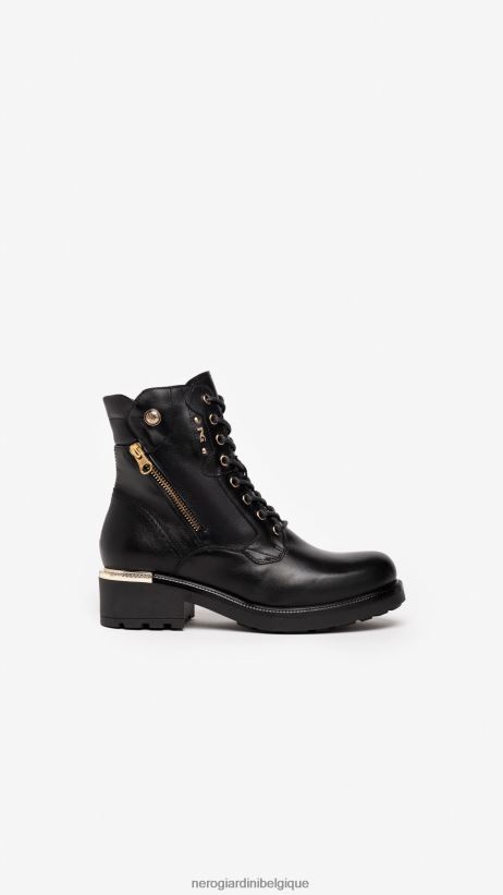 chaussure être NeroGiardini femmes art. i205850d bottes de combat en cuir noir F2F08N133
