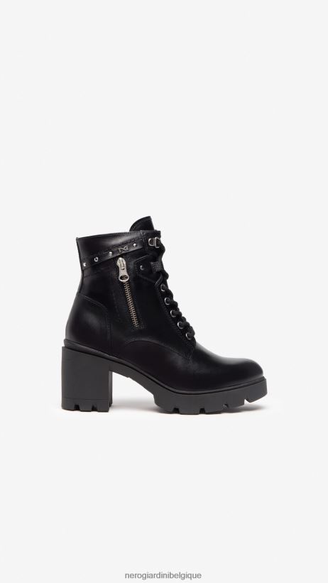 chaussure être NeroGiardini femmes art. i205881d bottes de combat en cuir noir F2F08N139