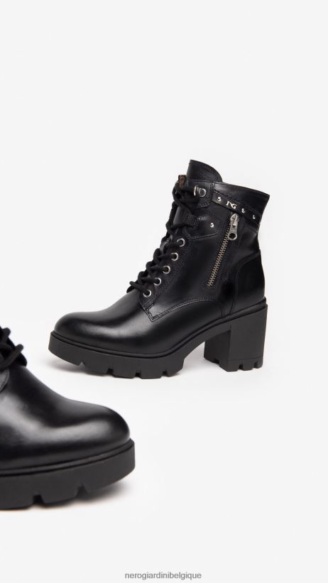 chaussure être NeroGiardini femmes art. i205881d bottes de combat en cuir noir F2F08N139