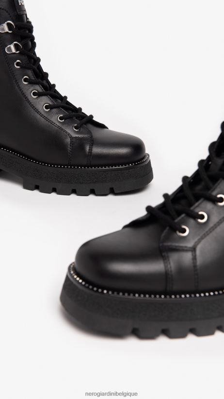 chaussure être NeroGiardini femmes art. i205944d bottes de combat en cuir noir F2F08N119