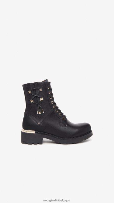 chaussure être NeroGiardini femmes art. i308994d bottes militaires en cuir noir F2F08N112