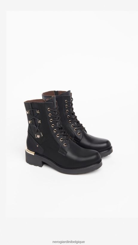 chaussure être NeroGiardini femmes art. i308994d bottes militaires en cuir noir F2F08N112