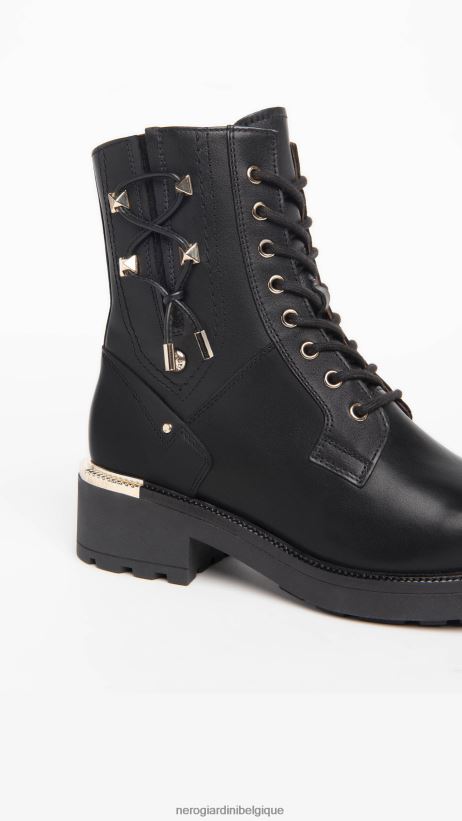 chaussure être NeroGiardini femmes art. i308994d bottes militaires en cuir noir F2F08N112