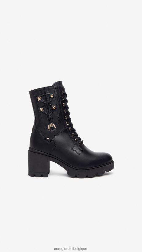 chaussure être NeroGiardini femmes art. i309021d bottes militaires en cuir noir F2F08N129