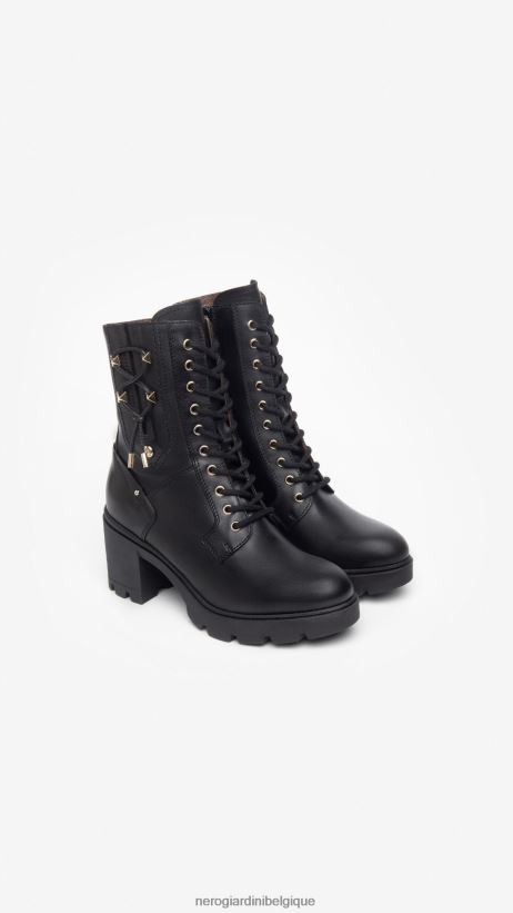 chaussure être NeroGiardini femmes art. i309021d bottes militaires en cuir noir F2F08N129