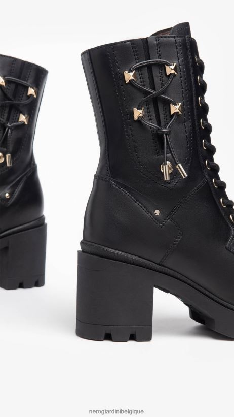 chaussure être NeroGiardini femmes art. i309021d bottes militaires en cuir noir F2F08N129