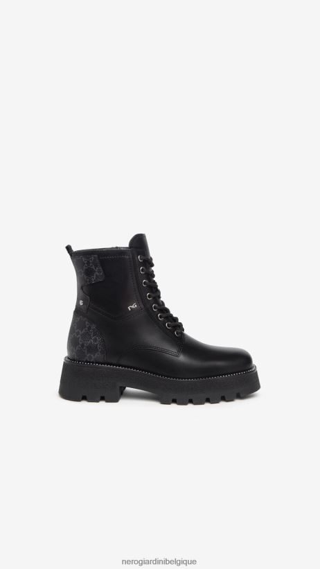 chaussure être NeroGiardini femmes art. i309036d bottes de combat en cuir noir F2F08N127