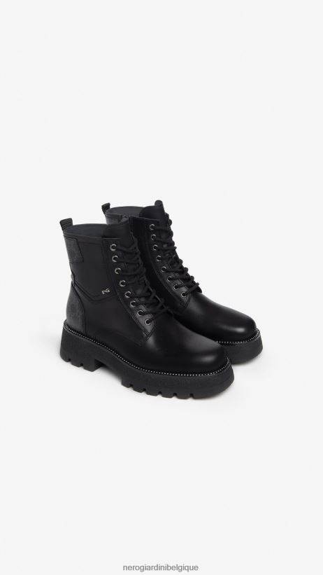 chaussure être NeroGiardini femmes art. i309036d bottes de combat en cuir noir F2F08N127