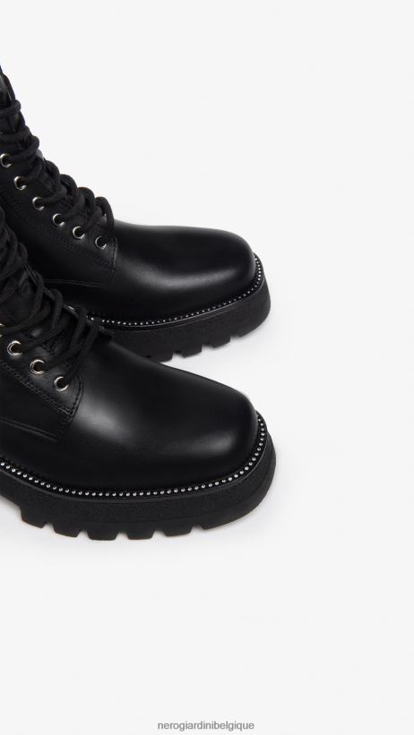 chaussure être NeroGiardini femmes art. i309036d bottes de combat en cuir noir F2F08N127