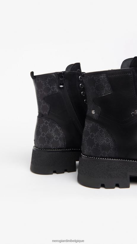 chaussure être NeroGiardini femmes art. i309036d bottes de combat en cuir noir F2F08N127