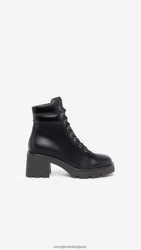 chaussure être NeroGiardini femmes art. i309042d bottes de combat en cuir noir F2F08N136