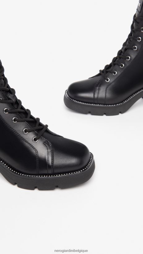 chaussure être NeroGiardini femmes art. i309042d bottes de combat en cuir noir F2F08N136