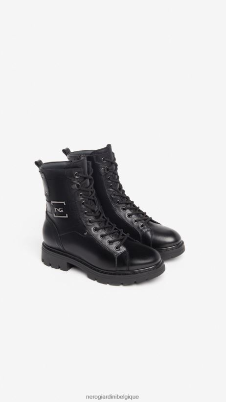 chaussure être NeroGiardini femmes art. i309062d bottes de combat en cuir noir F2F08N116