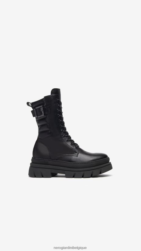 chaussure être NeroGiardini femmes art. i309103d bottes militaires en cuir noir F2F08N135