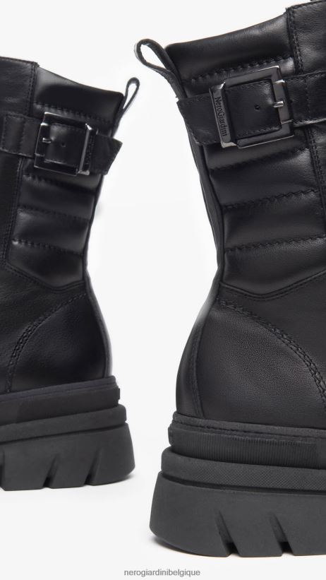 chaussure être NeroGiardini femmes art. i309103d bottes militaires en cuir noir F2F08N135