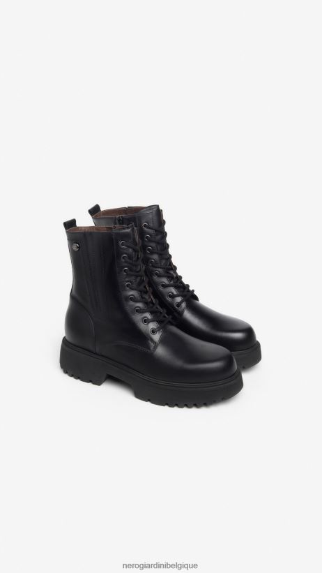 chaussure être NeroGiardini femmes art. i309113d bottes de combat en cuir noir F2F08N126
