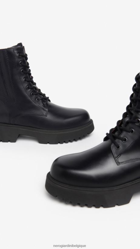 chaussure être NeroGiardini femmes art. i309113d bottes de combat en cuir noir F2F08N126