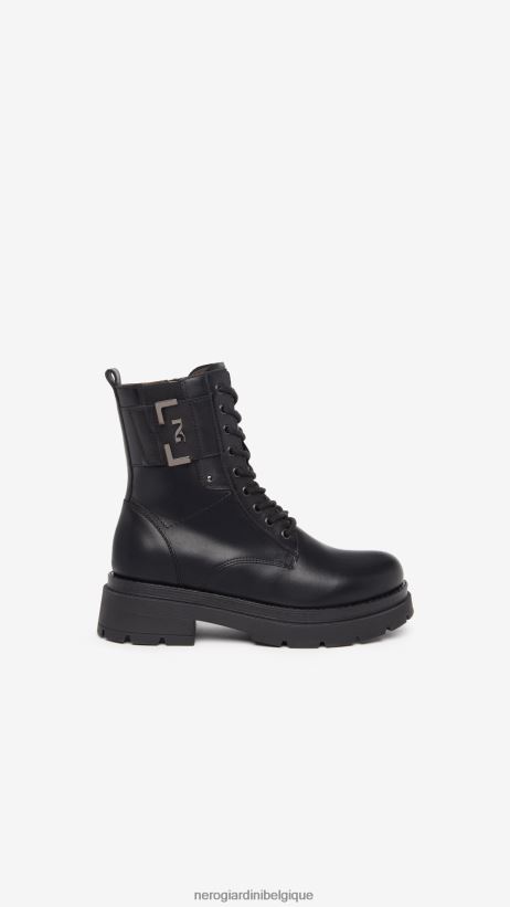 chaussure être NeroGiardini femmes art. i309151d bottes de combat en cuir noir F2F08N106