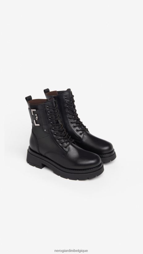 chaussure être NeroGiardini femmes art. i309151d bottes de combat en cuir noir F2F08N106