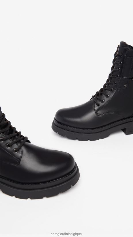 chaussure être NeroGiardini femmes art. i309151d bottes de combat en cuir noir F2F08N106