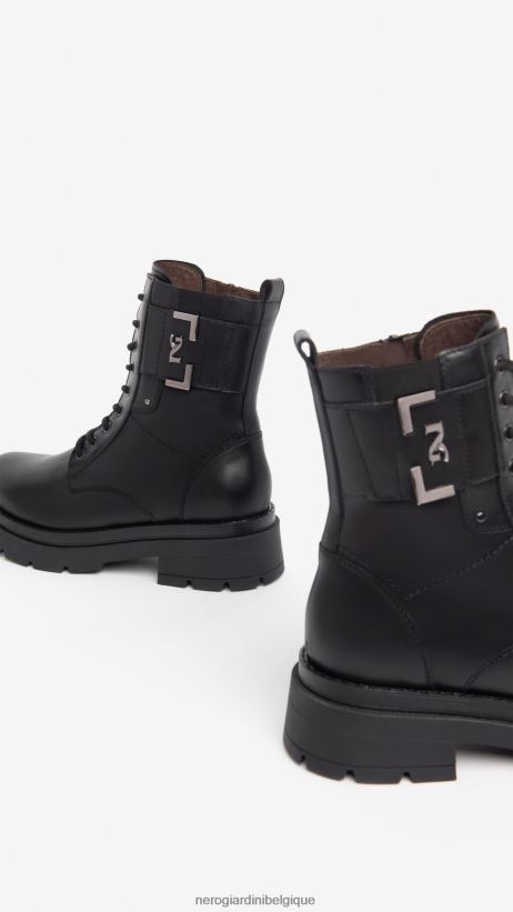 chaussure être NeroGiardini femmes art. i309151d bottes de combat en cuir noir F2F08N106