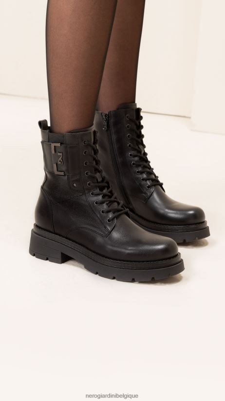 chaussure être NeroGiardini femmes art. i309151d bottes de combat en cuir noir F2F08N106