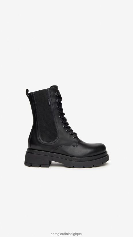 chaussure être NeroGiardini femmes art. i309154d bottes de combat en cuir noir F2F08N132