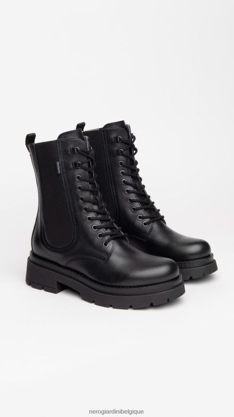 chaussure être NeroGiardini femmes art. i309154d bottes de combat en cuir noir F2F08N132